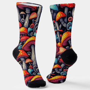 Whimsical Retro Mushroom Socken