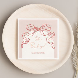 Whimsical Retro Orange Hand Drawn Bow Baby Dusche Serviette