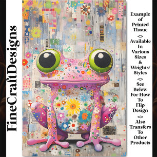 Whimsical Retro Pop Art Pink Frosch BP6A Decoupage Seidenpapier