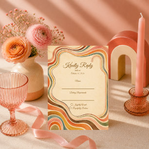 Whimsical Retro-Regenbogenhochzeit RSVP Karte