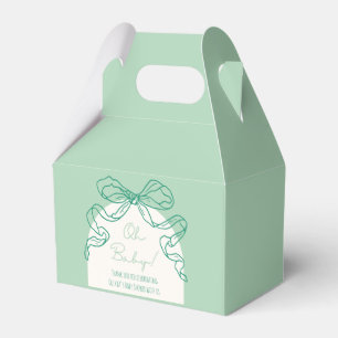 Whimsical Retro Sage Hand Drawn Bow Baby Dusche Geschenkschachtel