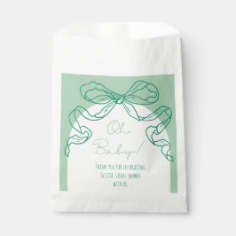 Whimsical Retro Sage Hand Drawn Bow Baby Dusche Geschenktütchen