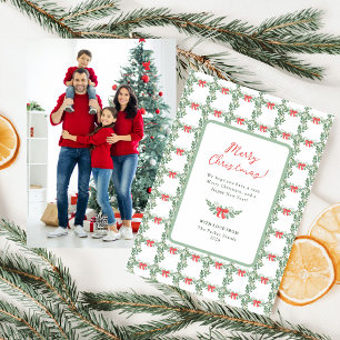 Whimsical Retro White   Frohe Weihnachts-Foto zurü Feiertagskarte