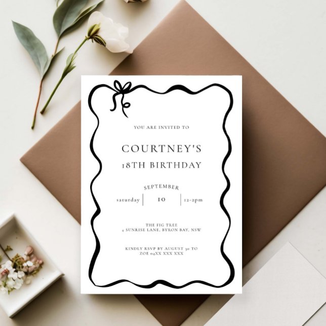 Whimsical Ribbon Bow 18th Birthday Party Einladung (Von Creator hochgeladen)