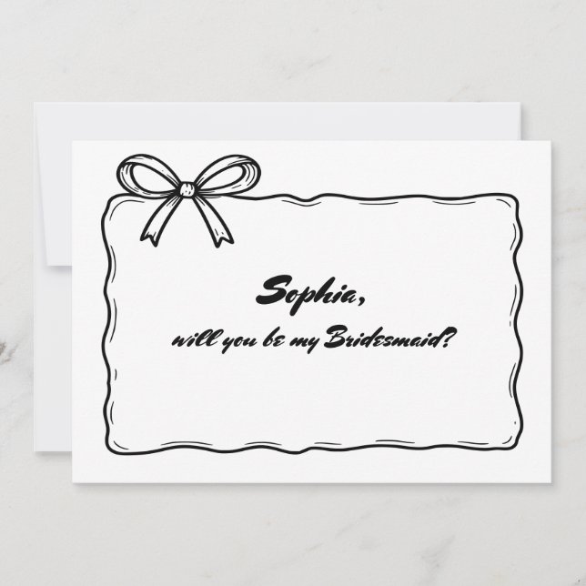 Whimsical Ribbon Bow wirst du meine Bridesmaid sei Einladung (Vorderseite)