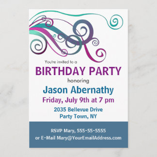 Whimsical Ribbon Curls Party einladen Einladung