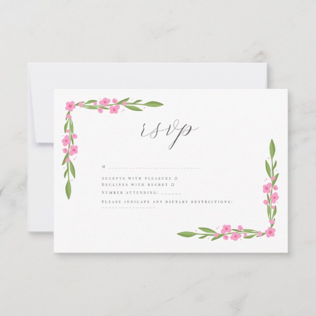 Whimsical Ribbon Floral Wedding RSVP Karte (Vorderseite)