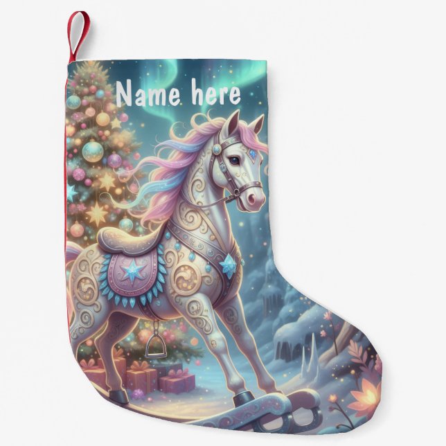 Whimsical Rocking Horse  Kleiner Weihnachtsstrumpf (Vorderseite)