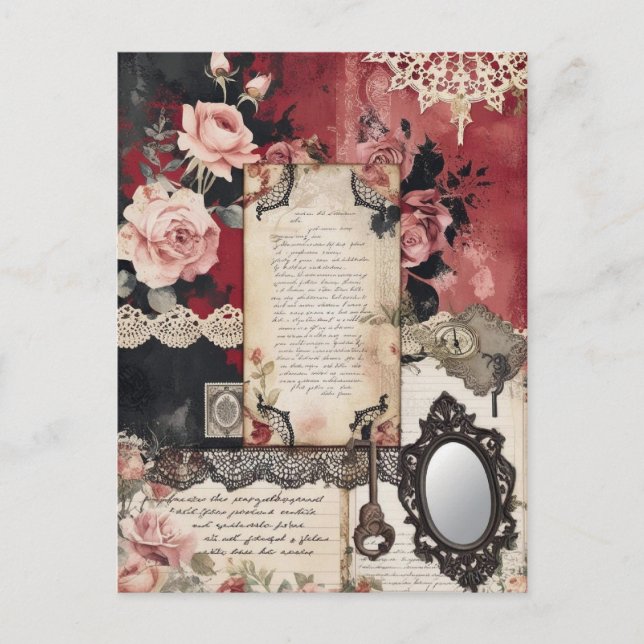 Whimsical Romantic Gothic Vintage Postkarte (Vorderseite)