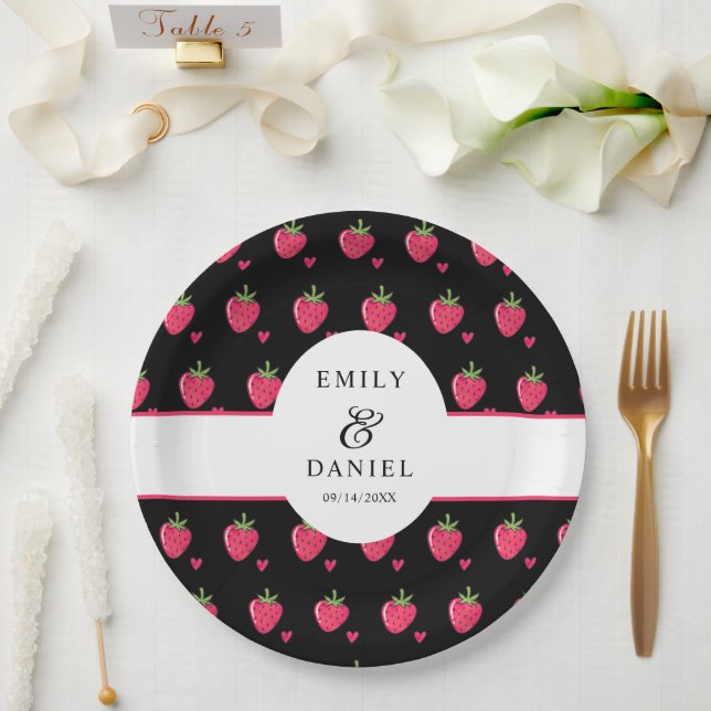 Whimsical-Rosa-Erdbeer-Hochzeit Pappteller (Hochzeit)