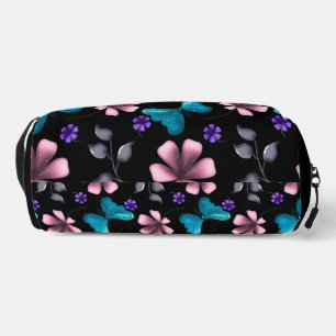 Whimsical Rosa Floral und Blau Schmetterling Nahtl Waschbeutel