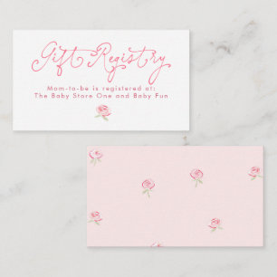Whimsical Rosa Florales Geschenkregistrierung Mini Begleitkarte
