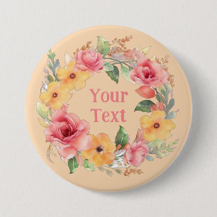 Whimsical Rose Blume Wreath Lapel Adornment Button