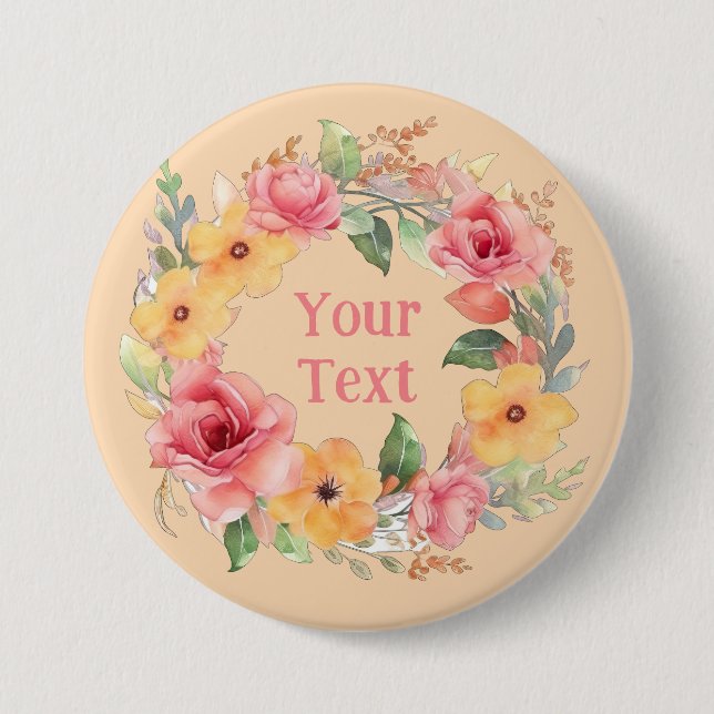 Whimsical Rose Blume Wreath Lapel Adornment Button (Vorderseite)