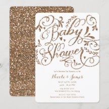 Whimsical Rose Gold Glitzer Briefing Baby Dusche
