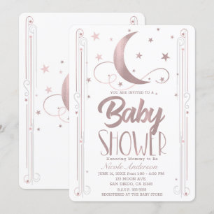Whimsical Rose Gold Rosa Mond Sterne Baby Shower Einladung