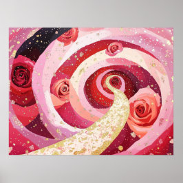Whimsical roses garden poster