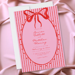 Whimsical Rot Pink Aquarell-Schleife Streifen Hoch Einladung