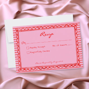 Whimsical rote pink Wasserfarbe Streifen Hochzeit RSVP Karte