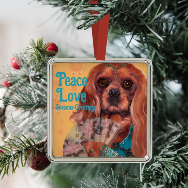 Whimsical Ruby Cavalier King Charles Ornament Aus Metall (Von Creator hochgeladen)
