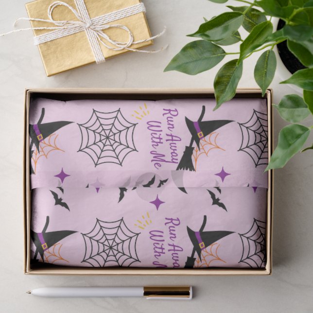 Whimsical "Run Away with Me" Halloween Hexe & Bat Seidenpapier (Geschenk)