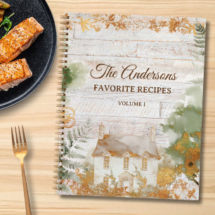 Whimsical Rustic Country Familienrezeptbuch Notizbuch