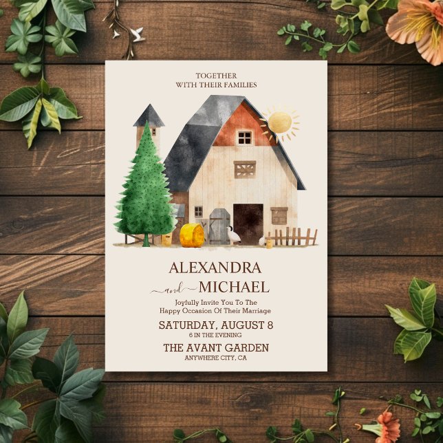 Whimsical Rustic Farm Wedding Einladung (Von Creator hochgeladen)