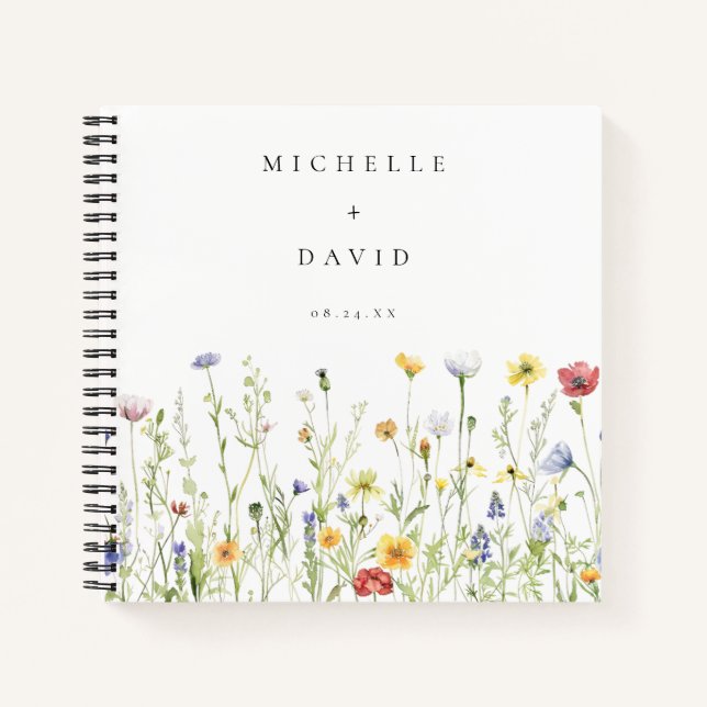 Whimsical Rustic Wildblume Wedding Guest Book Notizbuch (Vorderseite)