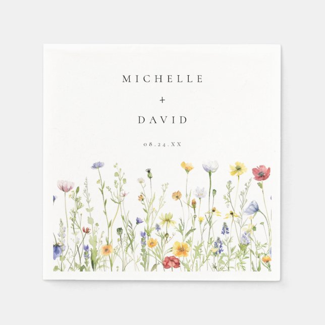 Whimsical Rustic Wildblume Wedding Serviette (Vorderseite)