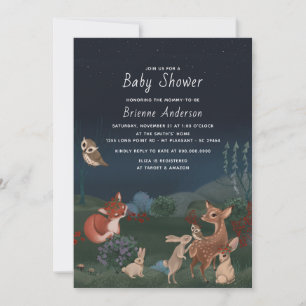 Whimsical Rustic Woodland Animals Baby Dusche Einladung
