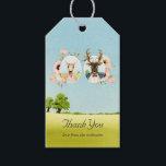 Whimsical Rustic Woodland Forest Deer Wedding Geschenkanhänger<br><div class="desc">Whimsical Reh Paar Medaillons und rot rosa boho Blumenhochzeit Dank Geschenkmarken.</div>
