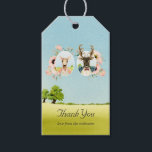 Whimsical Rustic Woodland Forest Deer Wedding Geschenkanhänger<br><div class="desc">Whimsical Reh Paar Medaillons und rot rosa boho Blumenhochzeit Dank Geschenkmarken.</div>