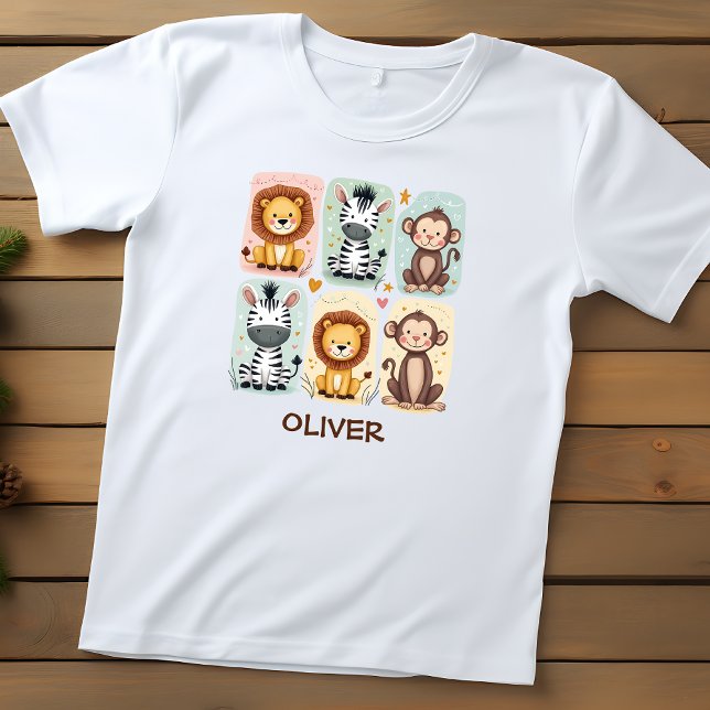 Whimsical Safari Animal Doodles Kleinkind T-shirt (Von Creator hochgeladen)