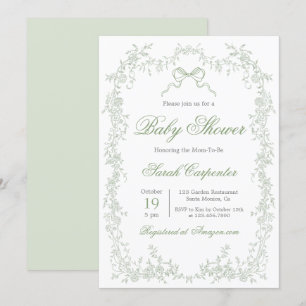 Whimsical Sage Green Baby Dusche Einladung