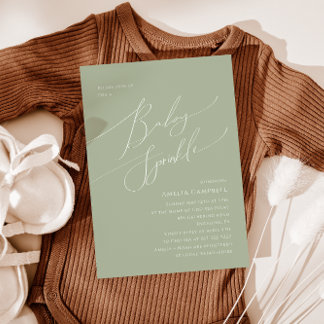 Whimsical Sage Green Baby Sprinkle Einladung