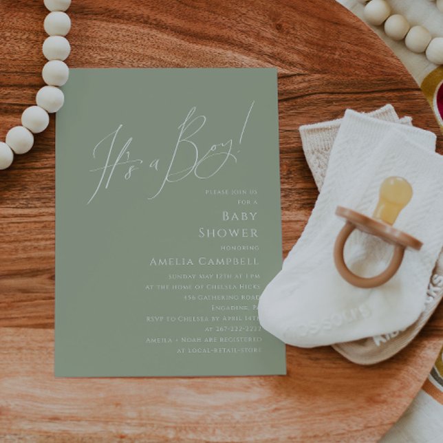 Whimsical Sage Green Es ist eine Baby-Dusche Einladung (Von Creator hochgeladen)