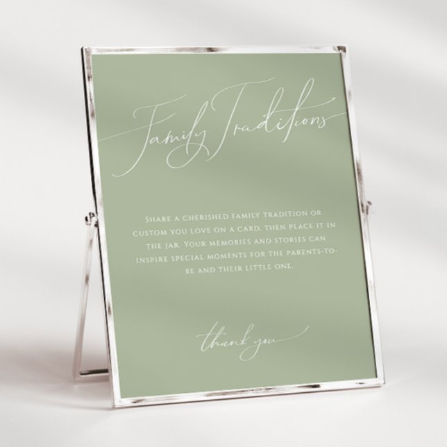 Whimsical Sage Green Family Traditionen signieren Poster (Von Creator hochgeladen)