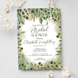 Whimsical Sage Green Gold Greenery Brautparty Einladung