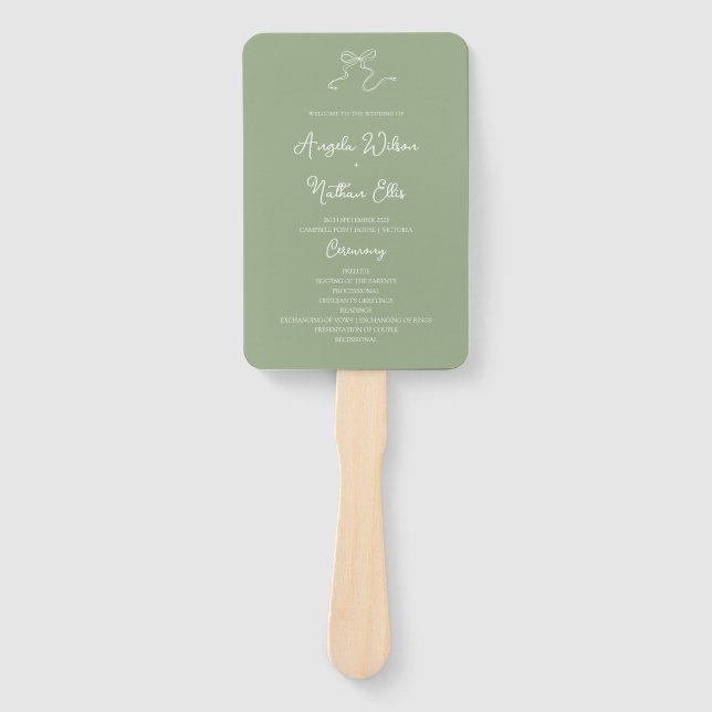 Whimsical Sage Green Wedding Program Fan Fächer (Vorderseite)