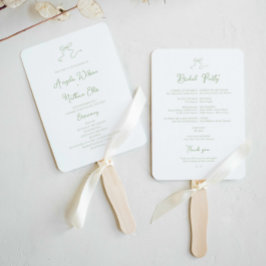 Whimsical Sage Green Wedding Program Fan Fächer