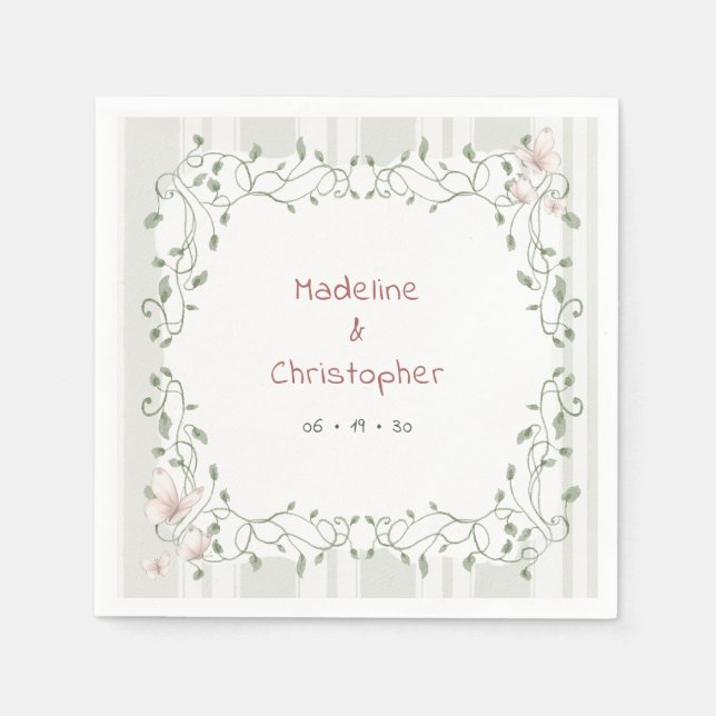Whimsical Sage Grün Gartenhochzeit Serviette (Vorderseite)