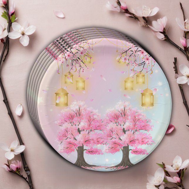 Whimsical Sakura Cherry Blossom Tree Baby Dusche Pappteller (Von Creator hochgeladen)