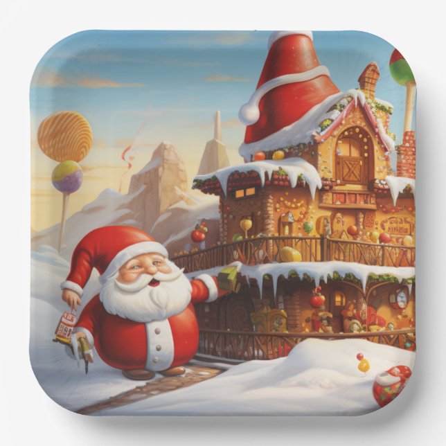 Whimsical Santa Claus 4 Pappteller (Vorderseite)