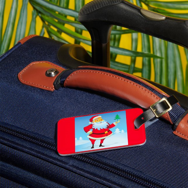 Whimsical Santa Claus mit Mini Weihnachtsbaum Gepäckanhänger (Von Creator hochgeladen)