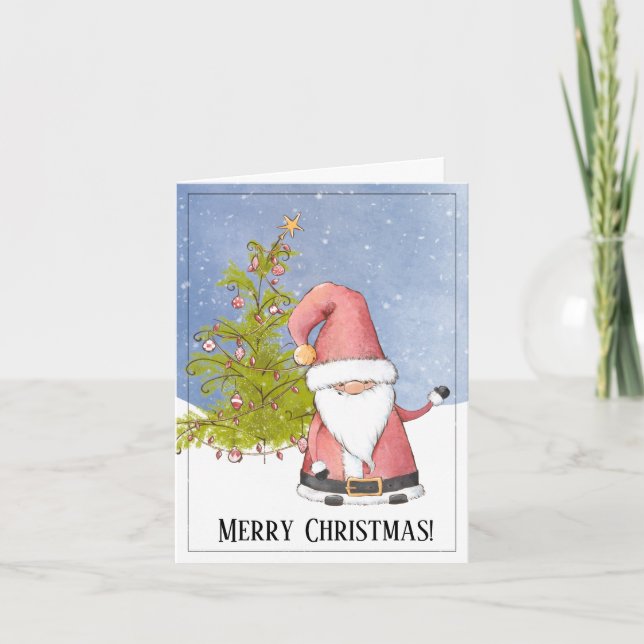 Whimsical Santa Custom Christmas Karte (Vorderseite)