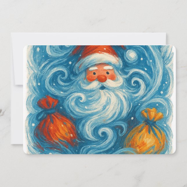 Whimsical Santa in einem wirbelnden Wintersturm Einladung (Vorderseite)