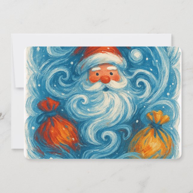 Whimsical Santa in einem wirbelnden Wintersturm Einladung (Vorderseite)