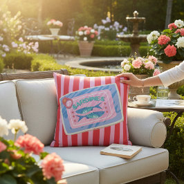 Whimsical Sardine Tin Graphic Design Pillow Kissen