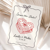 Whimsical Save-the-Date-Hochzeitstorte Herz Karte