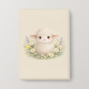 Whimsical Schafe und Wildblumen für einen charmant Button